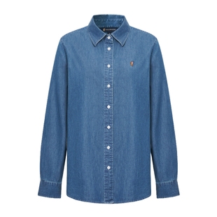 POLOWALK女装牛仔衬衫外套2025秋冬新款气质通勤牛仔衬衫百搭上衣