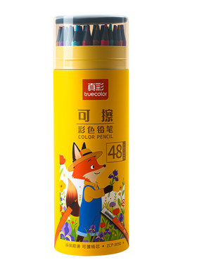 真彩六角杆可擦彩色铅笔画画专用