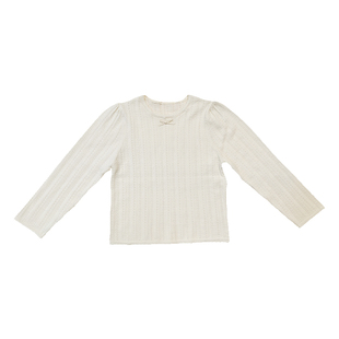 NU童装 春秋女童纯色真丝羊毛提花圆领针织衫打底衫两色