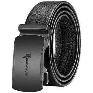 袋鼠皮带男士2025新款真皮自动扣腰带男款头层牛皮裤腰带黑色裤带