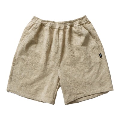 Remedy潮牌刺绣提花梭织休闲五分中裤子夏季美式复古运动短裤男