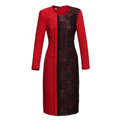 靓诺红色婚套蕾丝连衣裙ll16147a