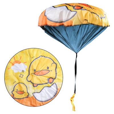 儿童小黄鸭手抛降落伞户外玩具
