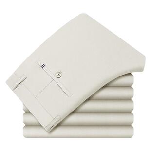 俞兆林莫代尔冰丝弹力裤夏季薄款中年男士商务休闲裤宽松直筒免烫