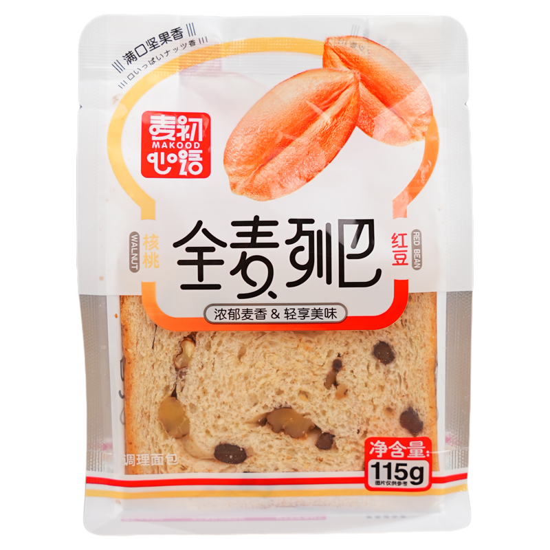 全麦坚果列巴切片核桃吐司面包早餐速食营养健康零食代餐食品整箱