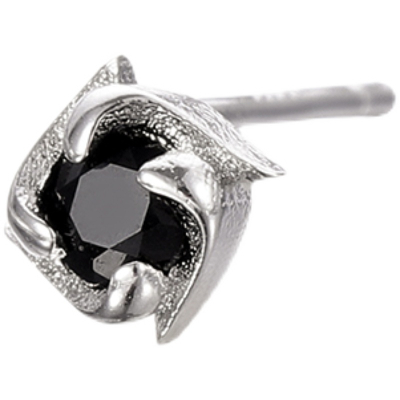 纯银四叶草耳钉男士潮流高级感个性款小众冷淡风银饰嘻哈痞帅耳环