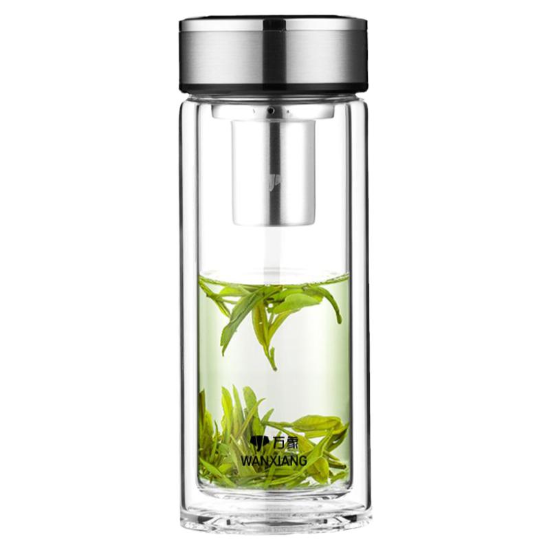 万象双层玻璃杯男士高档礼盒装车载水杯子隔热过滤透明办公泡茶杯