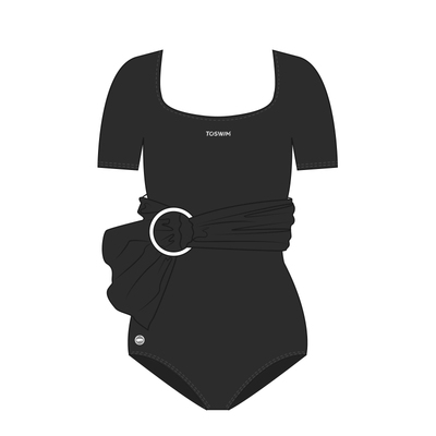 TOSWIM连体泳衣女夏短袖三角泳装保守遮肚显瘦防晒温泉海边度假