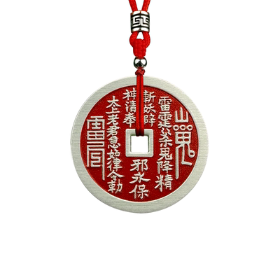 足银999复古山鬼花钱吊坠项链