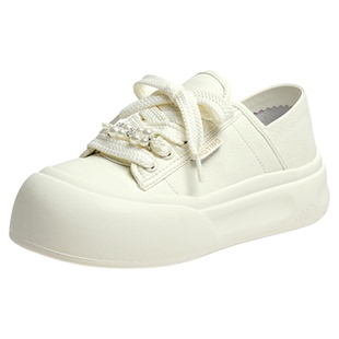 红蜻蜓休闲板鞋女款秋季女鞋鞋子厚底大头丑萌小白鞋两穿休闲鞋女