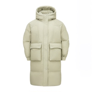 紫涵毛领连帽防风中长款白鸭绒羽绒服女冬季新款森系宽松加厚外套