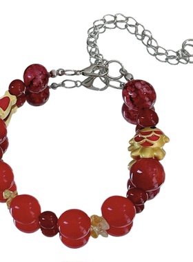 【焰红纳福】MIES原创招财纳福红玛瑙手链女串珠锦鲤转运精致手串