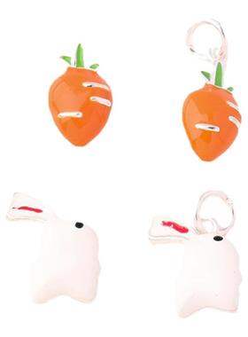 s925银饰品挂坠配件 滴胶可爱小萝卜兔子吊坠 手链戒指项链配饰