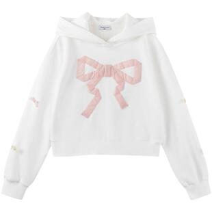 【芭蕾旋律】女童丝绒蝴蝶结短款卫衣中大童柔软亲肤棉甜美长袖