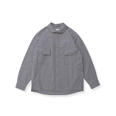 TACITURNLI圆领长袖格纹衬衫