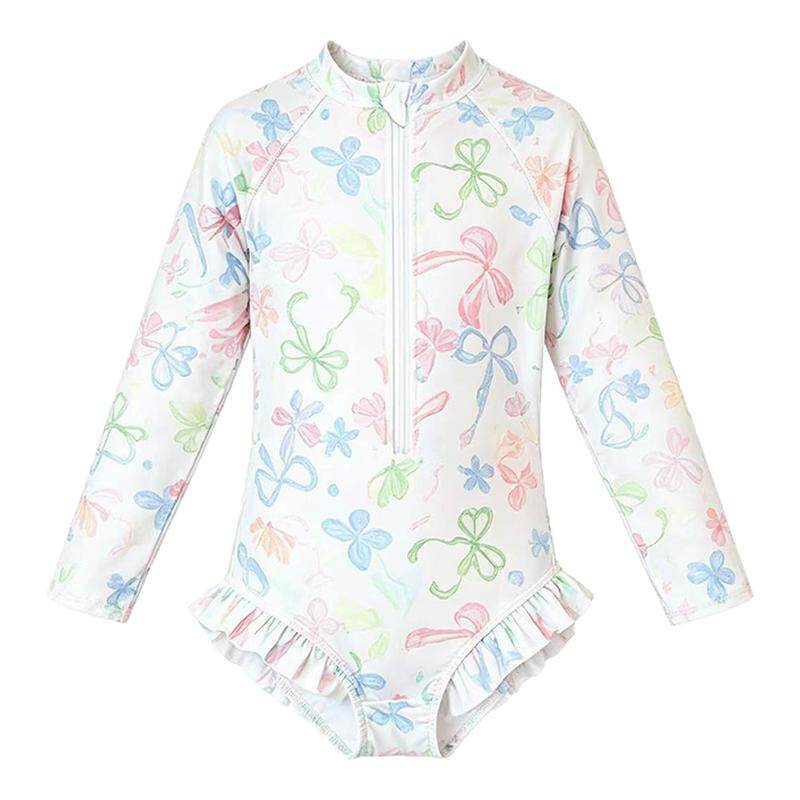 泳衣女童2026新款儿童洋气速干游泳衣女孩中小童夏季连体长袖泳装
