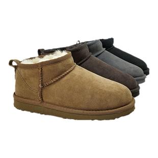 周冬雨明星同款 羊皮毛一体雪地靴男女短筒迷你低帮棉鞋裸标休闲