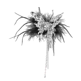 【蜜桃茶】氛围C位 超仙蝴蝶羽毛流苏抓夹女后脑勺高级感半抓发饰