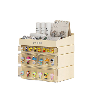 手办展示置物架透明小杂物摆件桌面抽屉式可爱整理防尘萌粒收纳盒