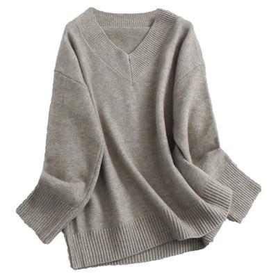 松弛感V领宽松显瘦慵懒毛衣女