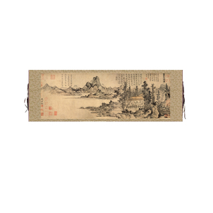 元赵原陆羽烹茶图仿古画名画真迹复制品古代中式卷轴玄关山水画