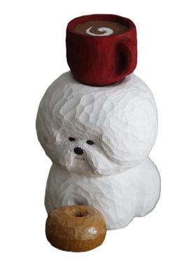 作家器土屋香子可爱风小狗木雕