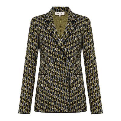 [提花工艺]DVF环扣锁链编织提花双排扣西服外套JN3T001