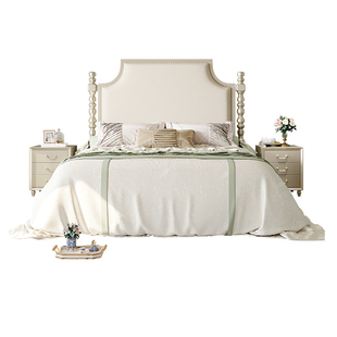 美式榉木真皮软包床1.8米现代简约双人床1.5米莫里印象法式冰柱床