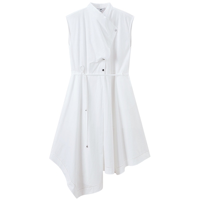 COMME MOI吕燕设计师2026年夏季新款女装通勤不规则荡领连衣裙