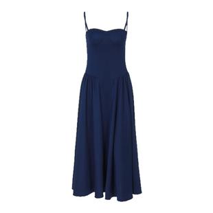 gusty高级感法式赫本风气质收腰吊带连衣裙茶歇裙欧美风抹胸长裙