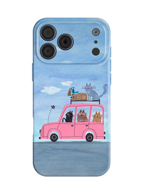 在路上~适用iphone手机壳17promax苹果16mate80华为pura70兜风猫nova13小米15卡通opporeno14艺术vivo荣耀300