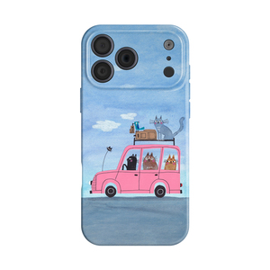 在路上~适用iphone手机壳17promax苹果16mate80华为pura70兜风猫nova13小米15卡通opporeno14艺术vivo荣耀300