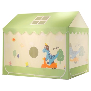 儿童床上尖顶房子绿色帐篷男孩全包135*200蚊帐顶盖布床帘定做