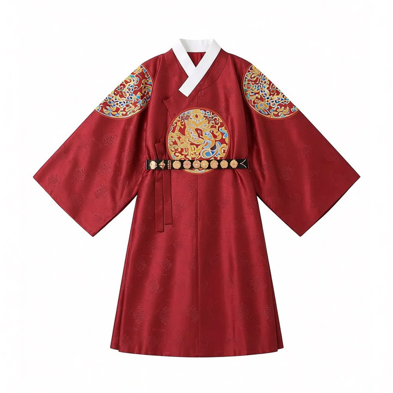中国风汉服明制圆领袍龙纹刺绣