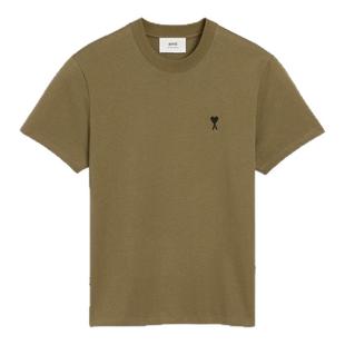 【季末甄选】Ami Paris 男士黑色刺绣ADC短袖T恤 爱心棉质上衣