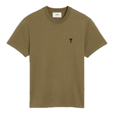 【季末甄选】Ami Paris 男士黑色刺绣ADC短袖T恤 爱心棉质上衣