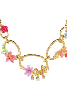 田园风花朵夸张项链女士