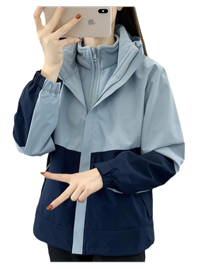 新款冲锋衣女三合一冬季新款防风防水透气加绒防寒内胆登山外套装