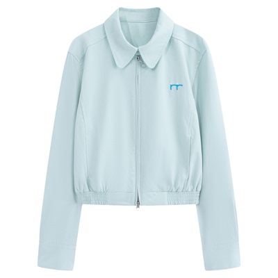 riverstone plus 多巴胺色系翻领波点夹克女时尚感拉链刺绣外套