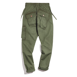马登工装 复古异形口袋长裤直筒军绿色咔叽硬汉休闲训练裤子男秋