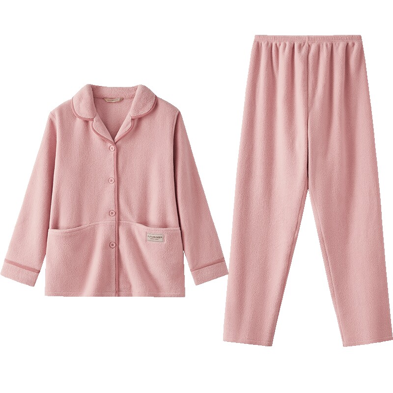 【抗静电】秋鹿珊瑚绒睡衣女秋冬加厚加绒男士家居服情侣冬季套装