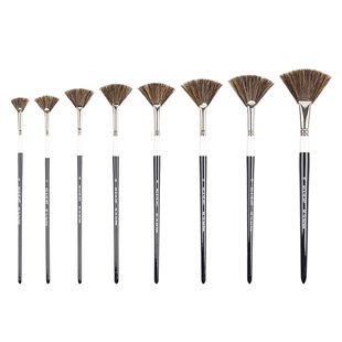 硬猪毛扇形笔油画水粉水彩丙烯野猪鬃扇型笔鱼尾扇形笔短杆608FAN