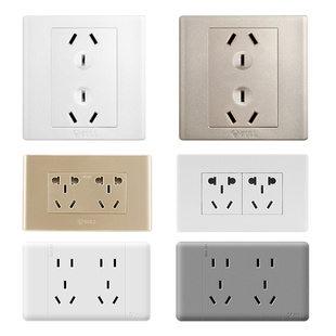 公牛六孔开关插座86型6孔双三孔6眼二位双三极两个三插墙壁面板