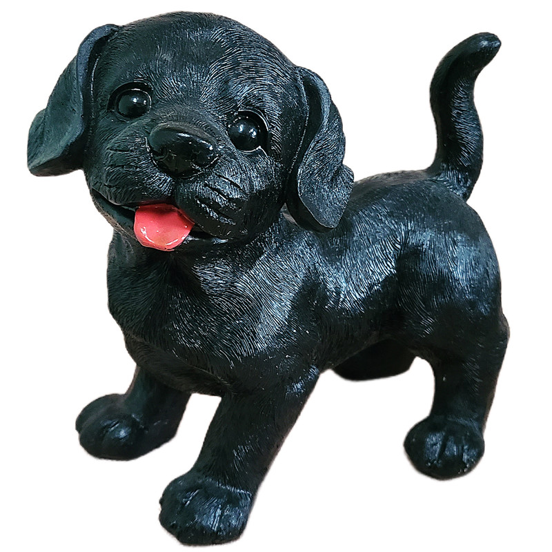 纯黑小狗摆件黑狗模型家居小饰品