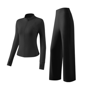 361健身服女套装春秋跑步训练长袖运动上衣瑜伽外套直筒阔腿长裤