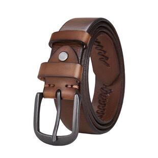 皮尔卡丹男士皮带休闲百搭复古真皮针扣腰带男式牛皮牛仔裤带新款