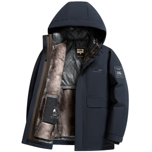 啄木鸟男装新款90鸭绒可脱卸内胆羽绒服中年爸爸加绒加厚保暖外套