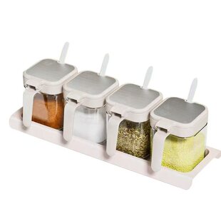 厂家玻璃调料罐调料盒带勺调味盒组合调味料瓶调味罐子收纳盒密封