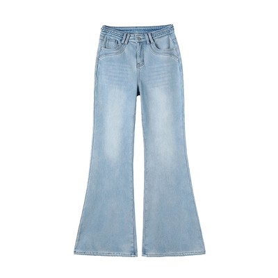 牛仔裤女秋冬加绒高腰显瘦喇叭裤