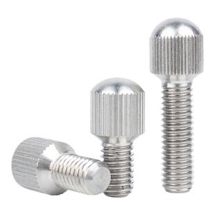 固万基304不锈钢小头滚花手拧螺丝GB836圆形单头竖纹调节螺钉螺栓